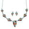 Sterling Silver Multicolor Link Necklace Earrings Jewelry Set RS34221